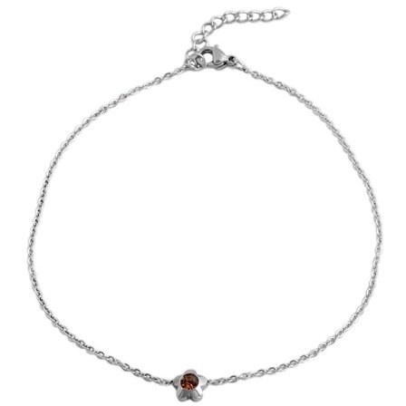 Silver Fotsmycke Fotlänk Vristlänk Fotkedja i Stål med Brun Sten