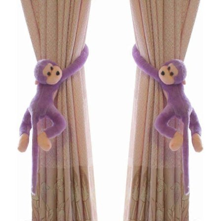 Apgardinskarvar med apmönster för barnrum - 2-pack - Lila