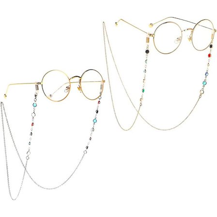 2-pakks Lmell Brillegjenger, Perlekjede til Briller, Solbrillegjenger, Brillegjenger Kjede Gave