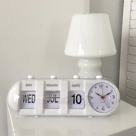 Muellery Manual Analog Flip Skrivbordsbord Väckarklocka Retro Quartz Stämningsdesign Visar Datum Dag Månad