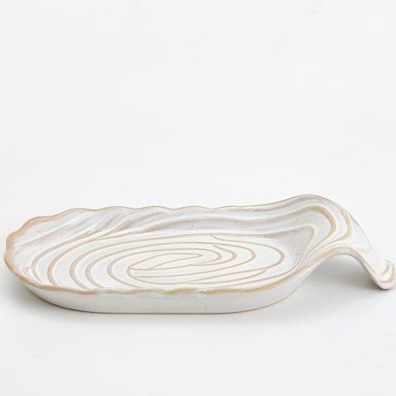 Skeholder i retrostil, hvid reaktiv glasur keramik, perfekt til opbevaring af skeer og redskaber på dit køkkenbord.