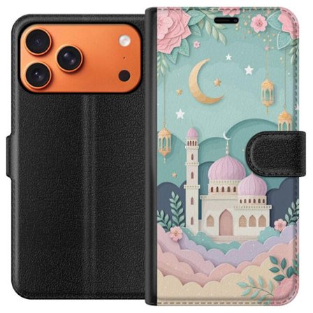 Kompatibel Tegnebogsetui til Apple Apple iPhone 17 Pro Max Håndtegnet rejseinspireret mønster med verdenskort, fly, hjerter og vintage eventyrstema