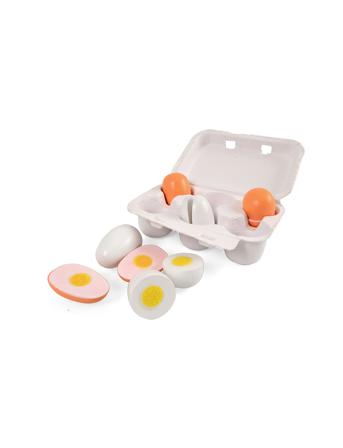 Wooden Eggs In An Egg Tray, 6 Pieces Beige Magni Toys