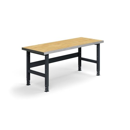 Heavy-duty workbench TRUST, 2000x760 mm, 600 kg load, oak parquet