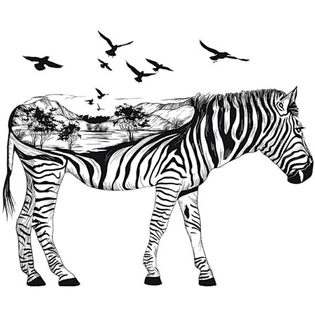 Eläinten siluetti mustavalkoiset seinätarrat olohuoneeseen