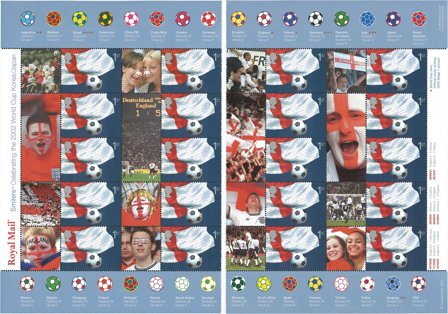 England 2002 - VM i fodbold Korea/Japan - 2 ark postfrisk