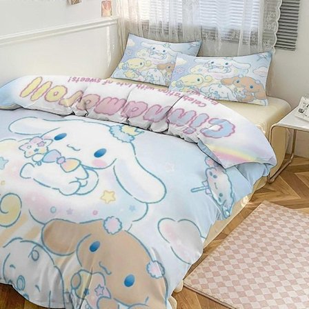 Bh469 Cinnamoroll Sängkläder Set för Barn Män Kvinnor Full Storlek Täcke Set 3st Täcke Set 1 Täcke Överdrag Och 2 Örngott-xp ka469