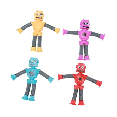 Teleskopiske sugekop robotter legetøj plastik tegneserie puslespil til drenge piger (4 stk.)