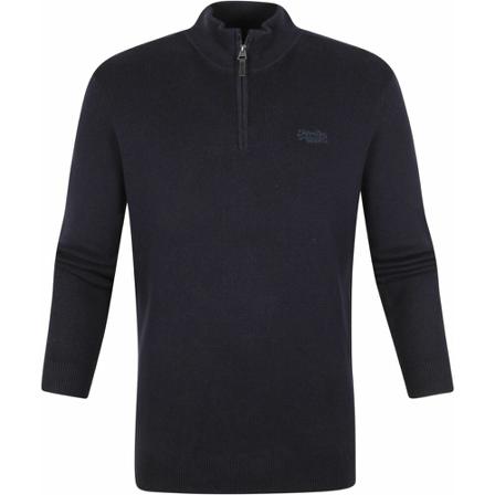 Superdry Henley Half Zip Pullover Blå, Herre, Størrelse: M