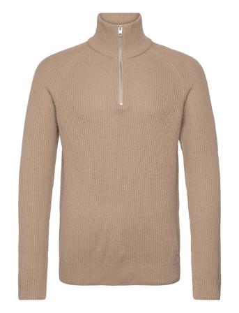 Jjpannel Knit Half Zip Aw24 Tops Knitwear Half Zip Jumpers Beige Jack & J S