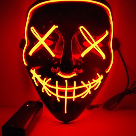 LED lysande mask kallt ljus halloweenmask spökdans lysande mask röd