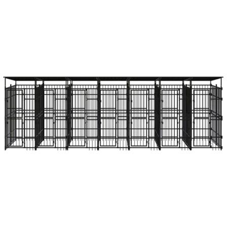 Vidaxl Hundgård För Utomhusbruk Ståltak 12,9 M² Svart