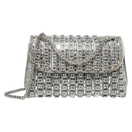Vesker Dame Mote Nisje Design Diamant Liten Firkant Veske Skulder Crossbody Underarm Veske(sølv)