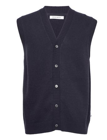 Harry Lambswool Vest Navy Wood Wood
