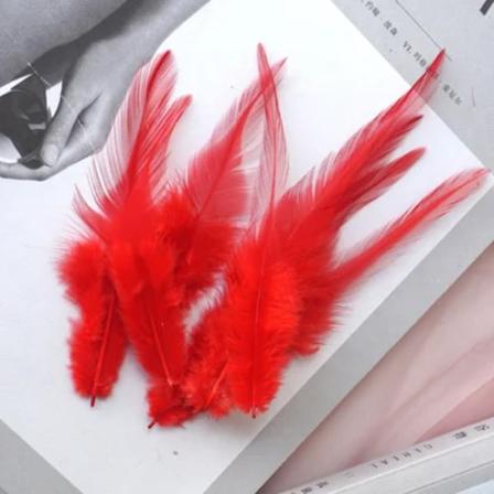10-15cm Vita Tuppfjädrar Naturliga Kycklingfjädrar Dekoration Flugbindningstillbehör Hantverk för Nålverk och Handarbete Klänningar red 50pcs