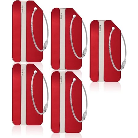 Reseetiketter, Bagageetiketter, Aluminium, 5 st