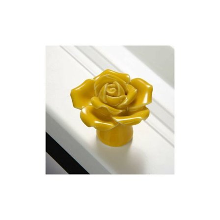 Dørhåndtag, Vintage Rosa Keramisk Knop, Skab Skab Skuffehåndtag, Retro Blomst, Gul