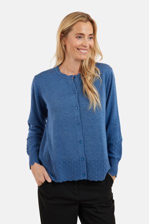 SIGNATURE - Langærmet Cardigan - Blå Melange