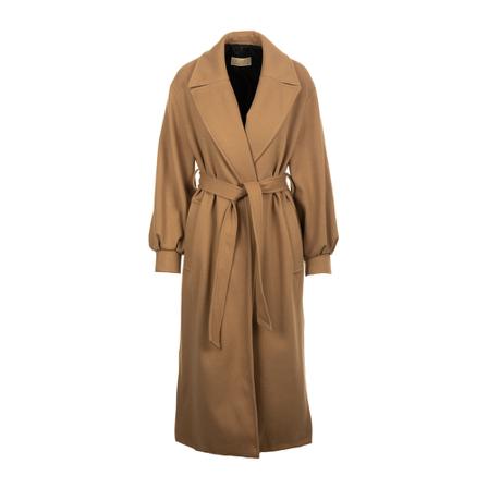 Kaos Belted Coats Brun, Dame Uldfrakker