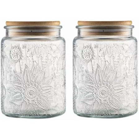 Vintage glasskrukke med lokk, lufttett glassbeholder for oppbevaring av mat 1000ML(2)