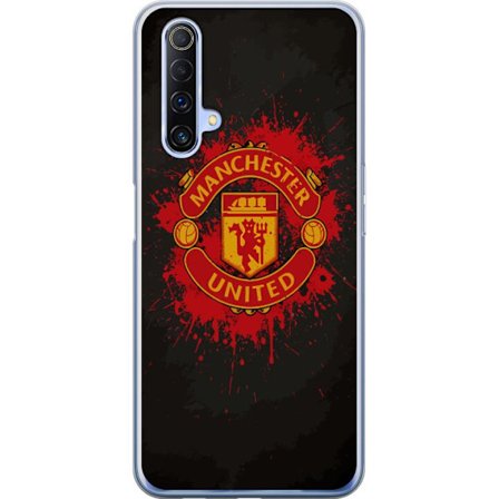 Kompatibelt Mobildeksel til Realme Realme X50 5G Manchester United logo i rød og gul farge med røff sportslig bakgrunn