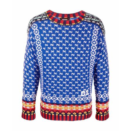 Dsquared2 - Stickade Tröjor - Blå - Herr - Storlek: L, Herr, Storlek: L