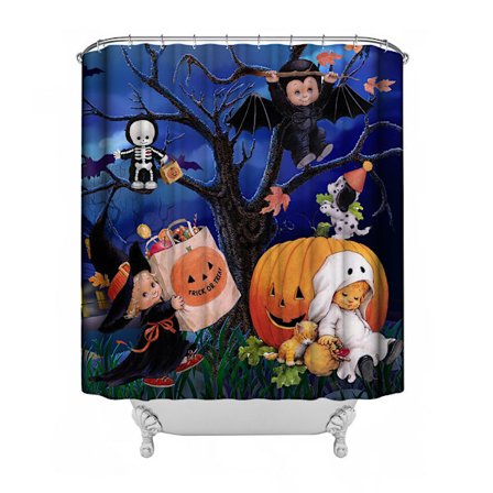 Duschdraperi, Halloween-duschdraperi, Halloween-badrumsduschdraperi med krokar 71 B x 71 H I