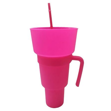 Kannettava Tumbler-välipalakuppi Juomakupilla ja Oljella Monikäyttöinen Pink