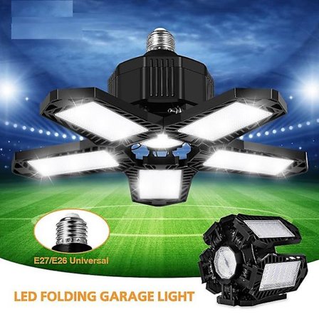 Garagebelysning 120w LED-garagebelysning Skruva i garagebelysning Glödlampa 5+1 paneler Garagebelysning 6500k Deformerbar garagebelysning Tak LED-