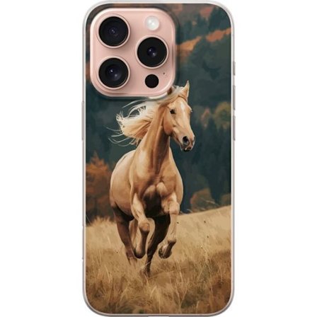 Kompatibelt Mobildeksel til Apple iPhone 16 Pro Majestetisk hest som galopperer gjennom høstlandskapet med varme farger og en dyp følelse for naturen,