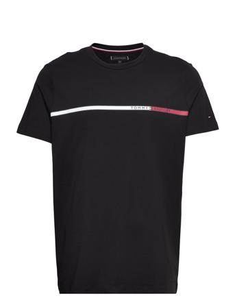 Two T Chest Stripe Tee T-shirt Sort Tommy Hilfiger