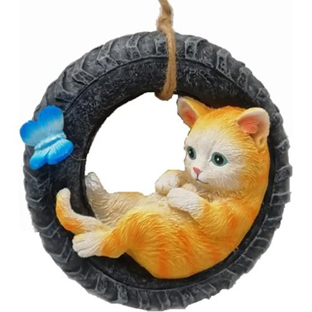 (Dæk Kat) Kat Statue Dekoration Håndværk Harpiks Skulptur Havegynge O