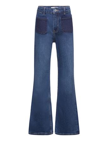 Flared Jeans With Pocket Jeans Bootcut Jeans Blå Mango*Betinget Tilbud
