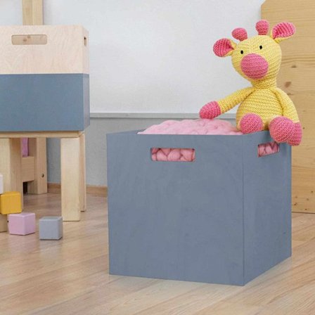 Puun säilytyslaatikko malli 1 - kahvat - Harmaa - 33 x 33 x 37 cm