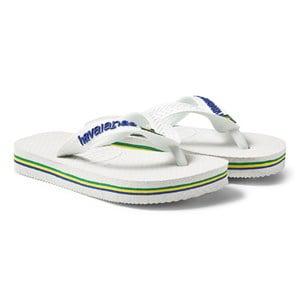 Havaianas Kids White Brazil Flip Flops 29/30 (UK 10/11) - Sandals - 29/30 (UK 10/11) - White