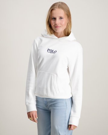 Polo Ralph Lauren Logo French Terry Hoodie Wit Truien Meisjes - Kids Brand Store
