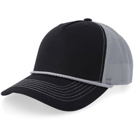 Equip - Black/Grey Rope Mid A-frame Trucker Trucker Black Cap - @ Hatstore