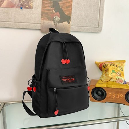 Student Skolesekk Ny Liten Frisk College Ryggsekk Stor Kapasitet Student Skolesekk Nylon Søt Ryggsekk - Svart