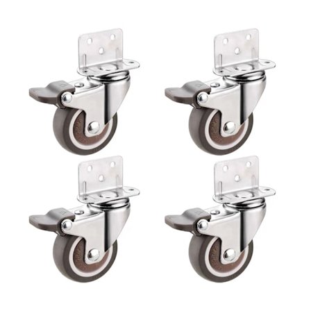 Set med 4 möbelhjul med broms - L-fäste - Lämplig