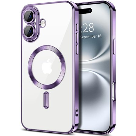 iPhone 16 PLUS Cover – Metallic Cover med Magnetisk Kompatibilitet, Slankt Design - Lilla