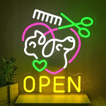 Lemmikkieläinten hoito Neonkyltti seinäkoristeeksi Avoin Neonvalo Lemmikkieläinten Neonvalo Kyltit Lemmikkieläinten Kylpy Led Neonvalot 