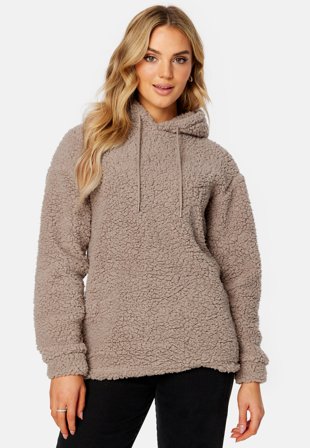 BUBBLEROOM Una fluffy teddy hoodie Nougat Klær