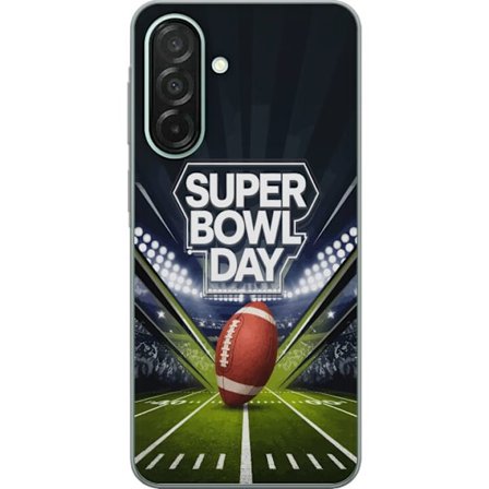 Yhteensopiva Puhelinkuori Samsung Galaxy A26 Super Bowl Day juliste, jossa amerikkalainen jalkapallo valaistuksella varustetulla areenalla dramaattise