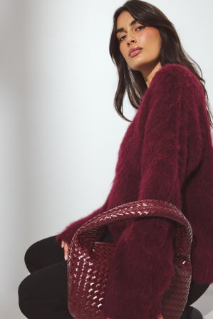 Premium Selection Oversize-Strickpullover aus Alpakamischung - Premiumqualität - Burgundy - L