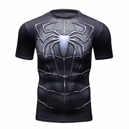 Superhjälte Punisher Kortärmad Sport T-shirt Träning 3D Kompression Snabbtorkande Träning Herr Running Gym Fitness Topp Rashguard