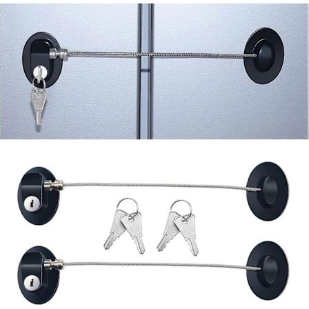 3 stk. Køleskabsdørlås, stærk selvklæbende lås, fryserdørs- og arkivskuffelås, børnesikkerhedsskabslås med nøgler (sort) [DB]