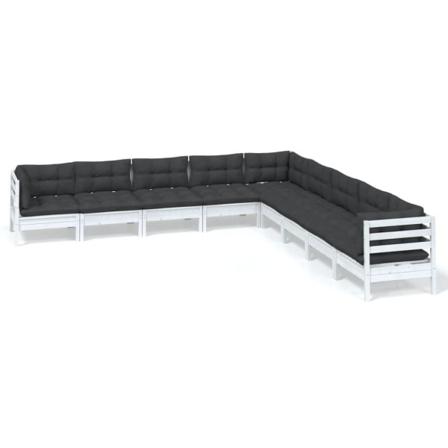Vidaxl Loungegrupp Med Dynor 9 Delar Vit Massiv Furu Vit