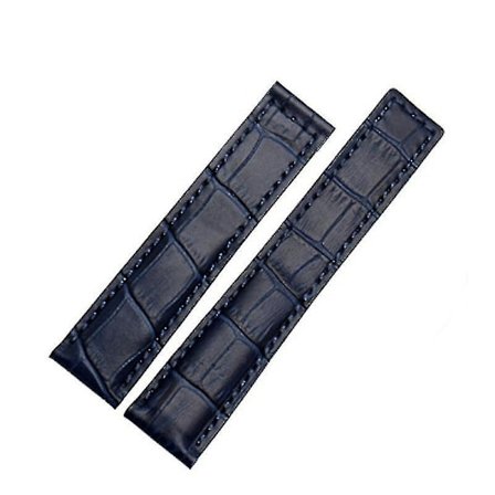 Tag Heuer ægte læder urrem - Sort/Rød/Sort foldespænde til herreur (19mm/20mm/22mm) - blå uden spænde