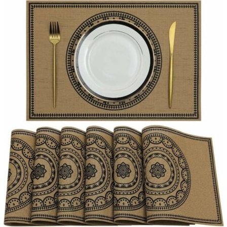 Set med 6 PVC Bordstabletter 30x44cm Rektangulära Tvättbara Värmebeständiga Lättrengjorda Bordsunderlägg för Matbord Kök Restaurang/NC/
