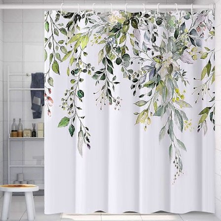 Vandtæt Anti-Skimmel Maskinvaskbart Bruseforhæng 180x200cm, Vægtet Kant